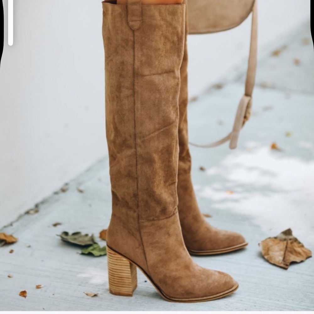Oasis Society Saint Stylish Gray Knee-High Women's Boots Sz 8.5 High Heel